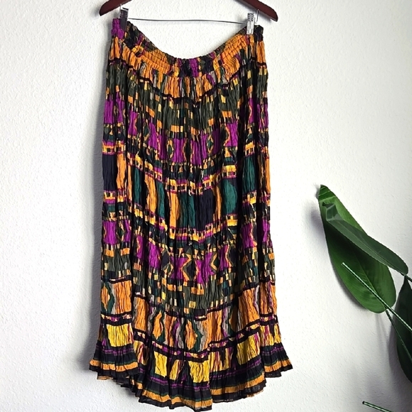 Vintage Class Multicolor Bohemian Maxi Skirt Size S - Picture 1 of 10